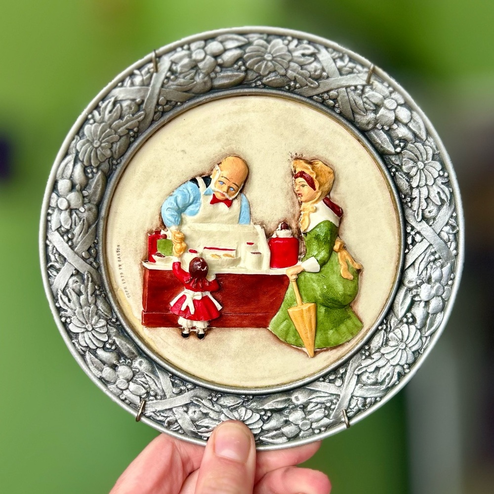 Textured Sculpture Candy Store Etched Silver Edge Still Life Wall Decor Plate